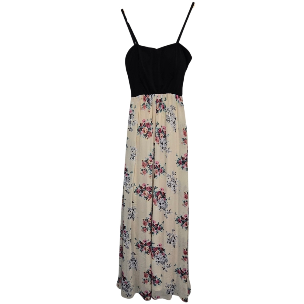 Bailey Blue Black and Cream Floral Maxi Dress